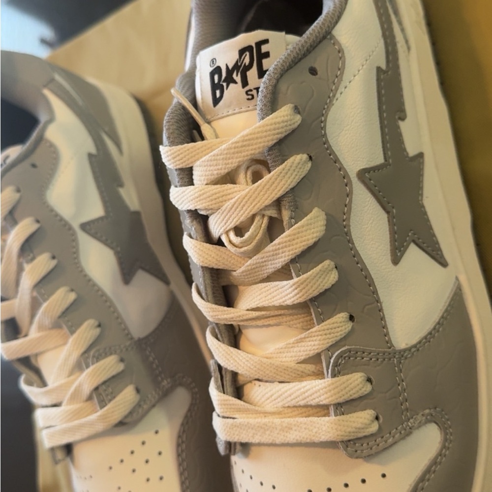 Bape Cream and Gray Star Sneakers